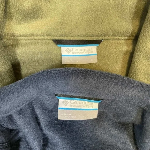 Lot of 2 Columbia Mens L Steens Mountain Fleece Vests Olive Green Navy Blue - Picture 2 of 10